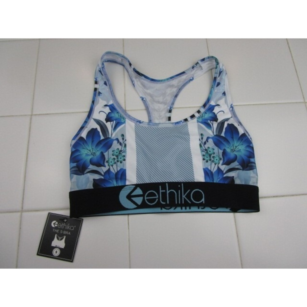 Ethika S-Bra Floral Design Blue Women's Size Small
